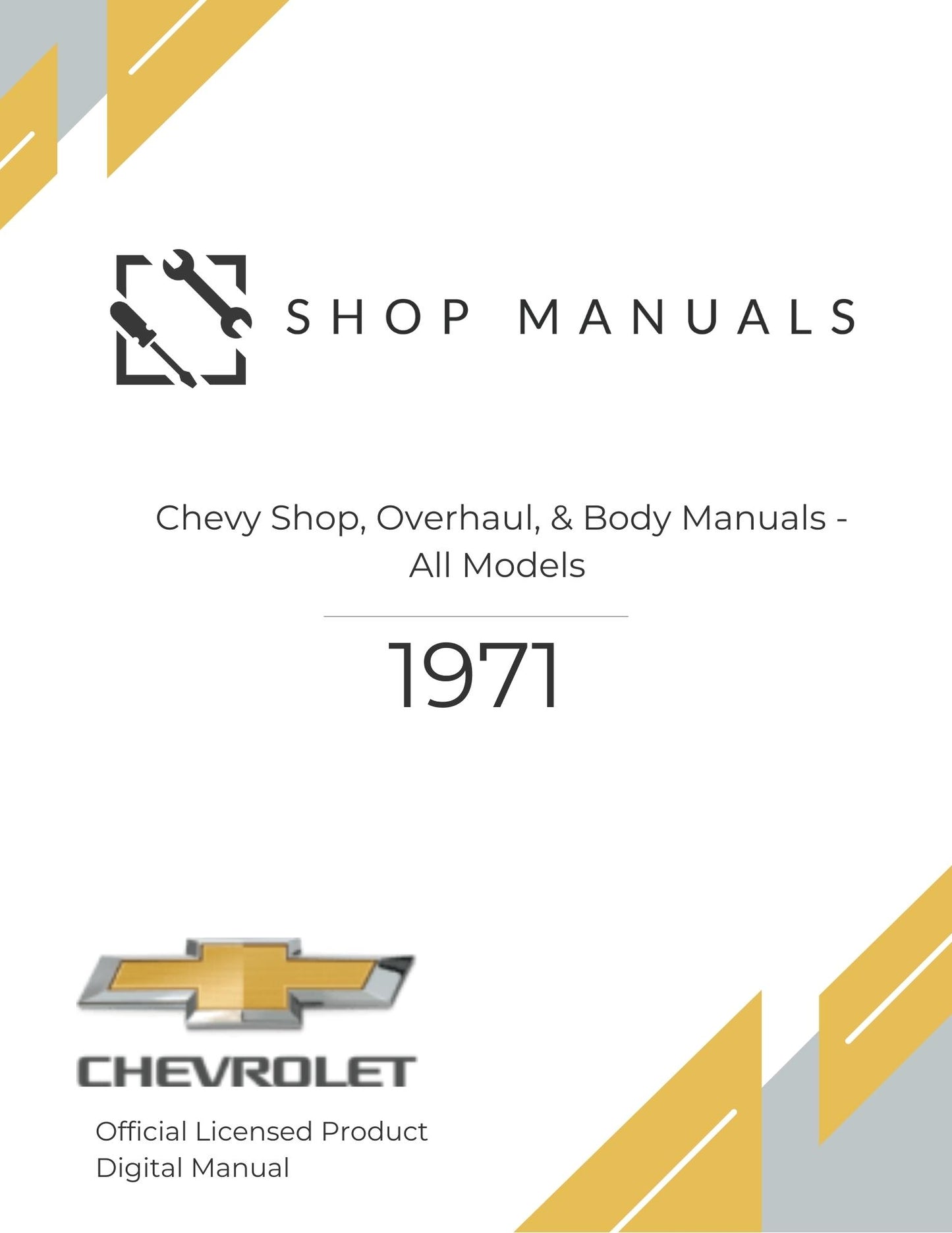 1971 Chevy Shop, Overhaul, & Body Manuals - All Models