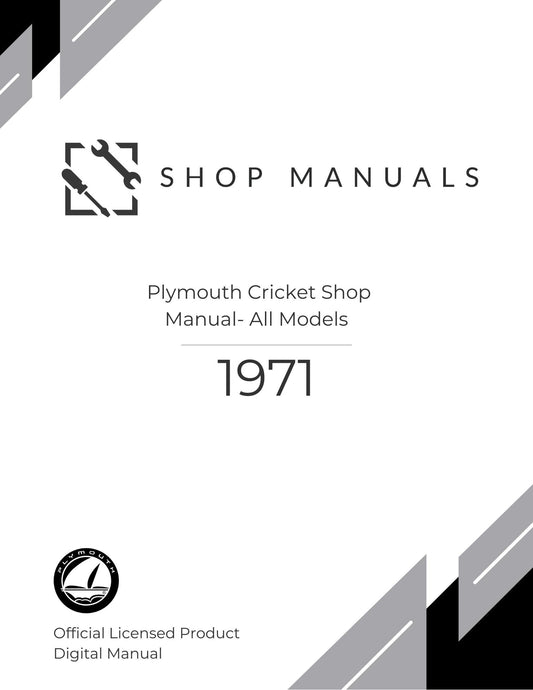 1971 Plymouth Cricket Shop Manual- All Models