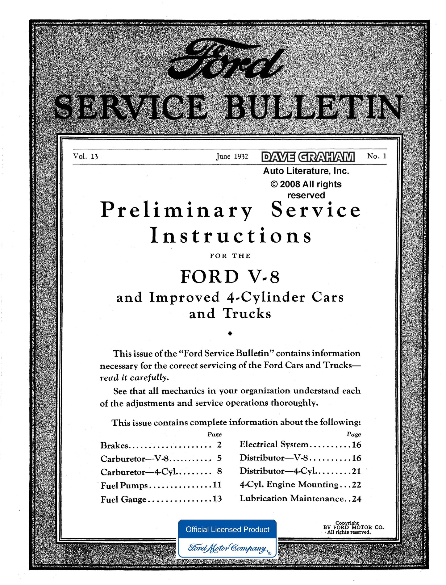1932-1941 Ford Car & Pickup, And Mercury Car Shop Manual