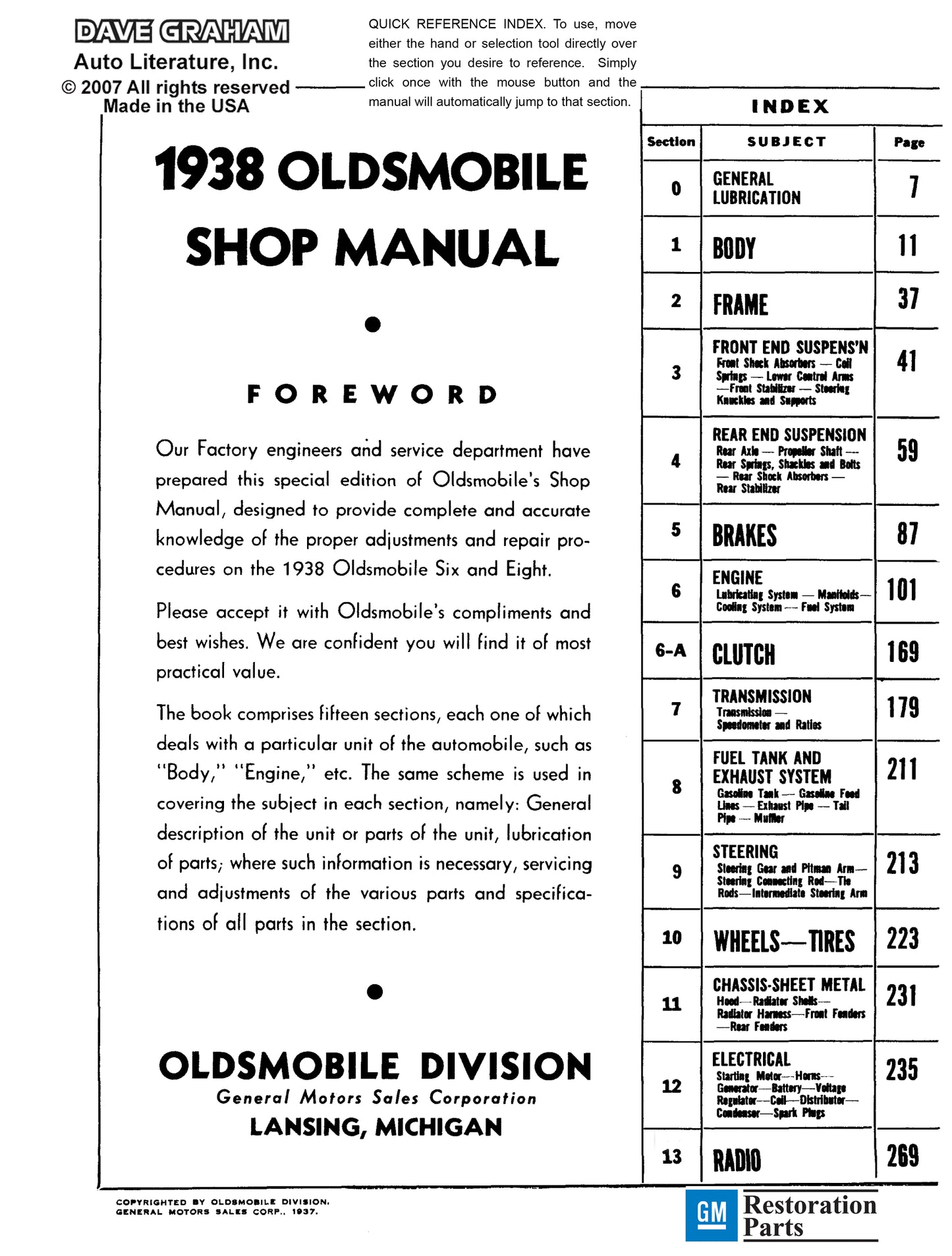 1934-1936 Oldsmobile Shop Manual- All Models