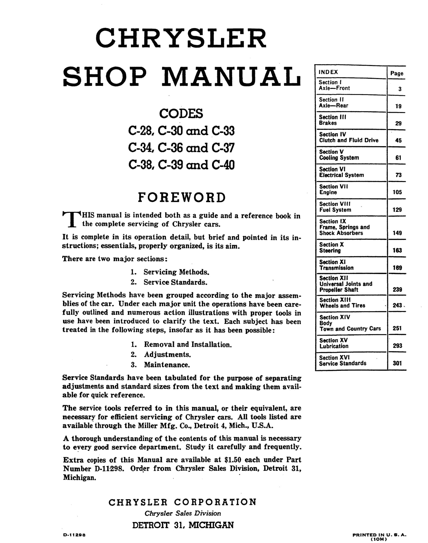 1940-1948 Chrysler Shop Manual All Models