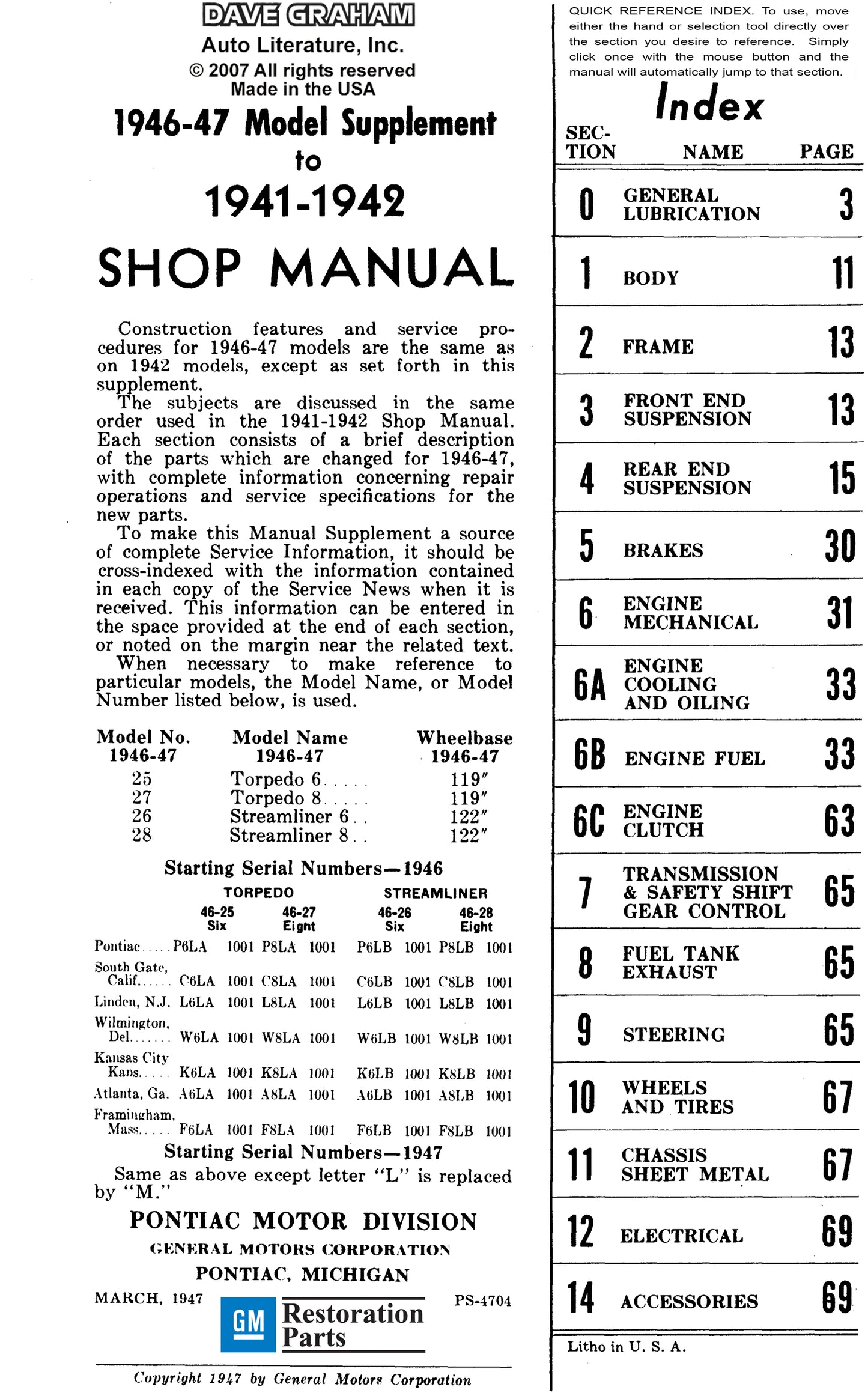 1939-1940 Pontiac Shop Manual - All Models
