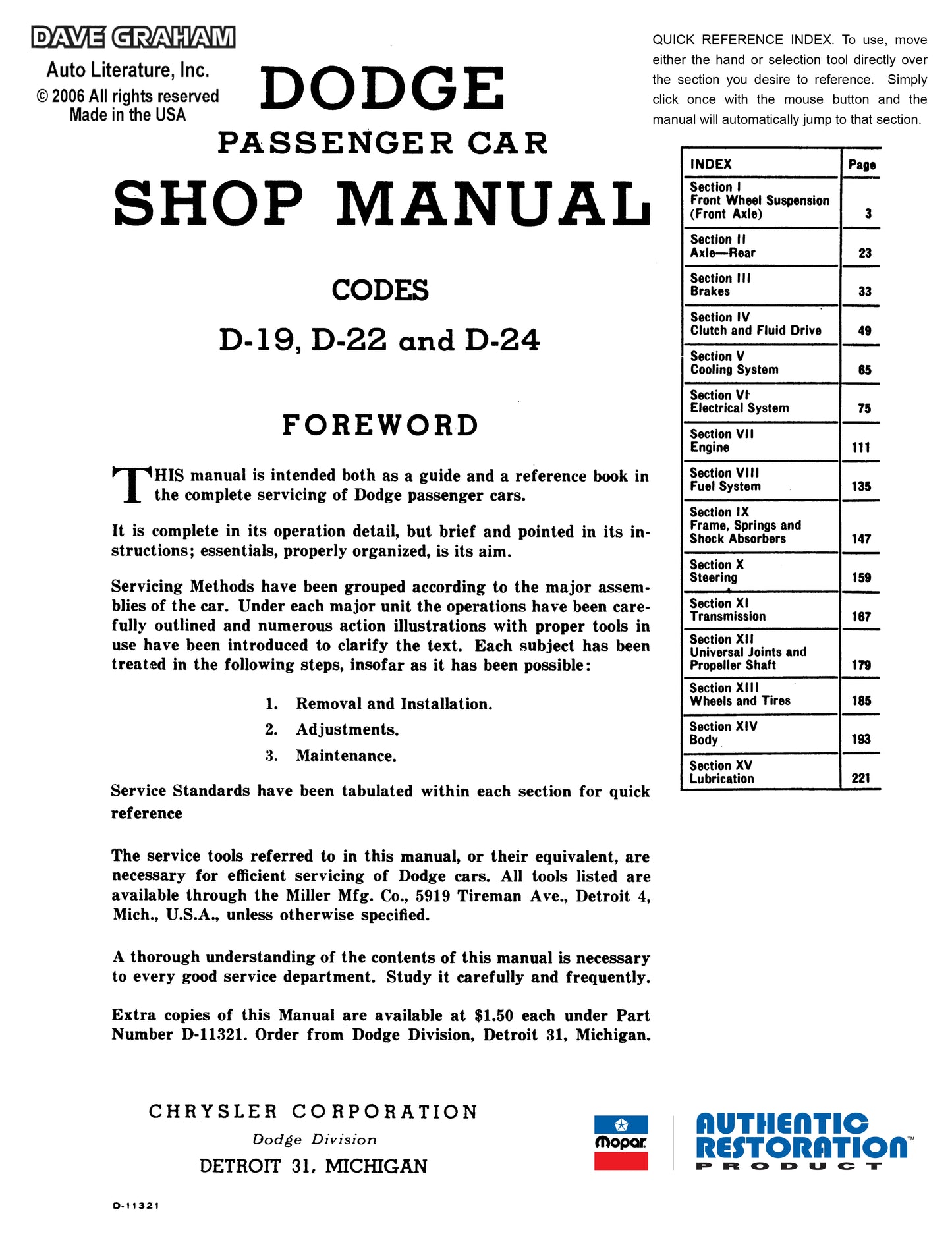 1941-1948 Dodge Service Manual - All Models