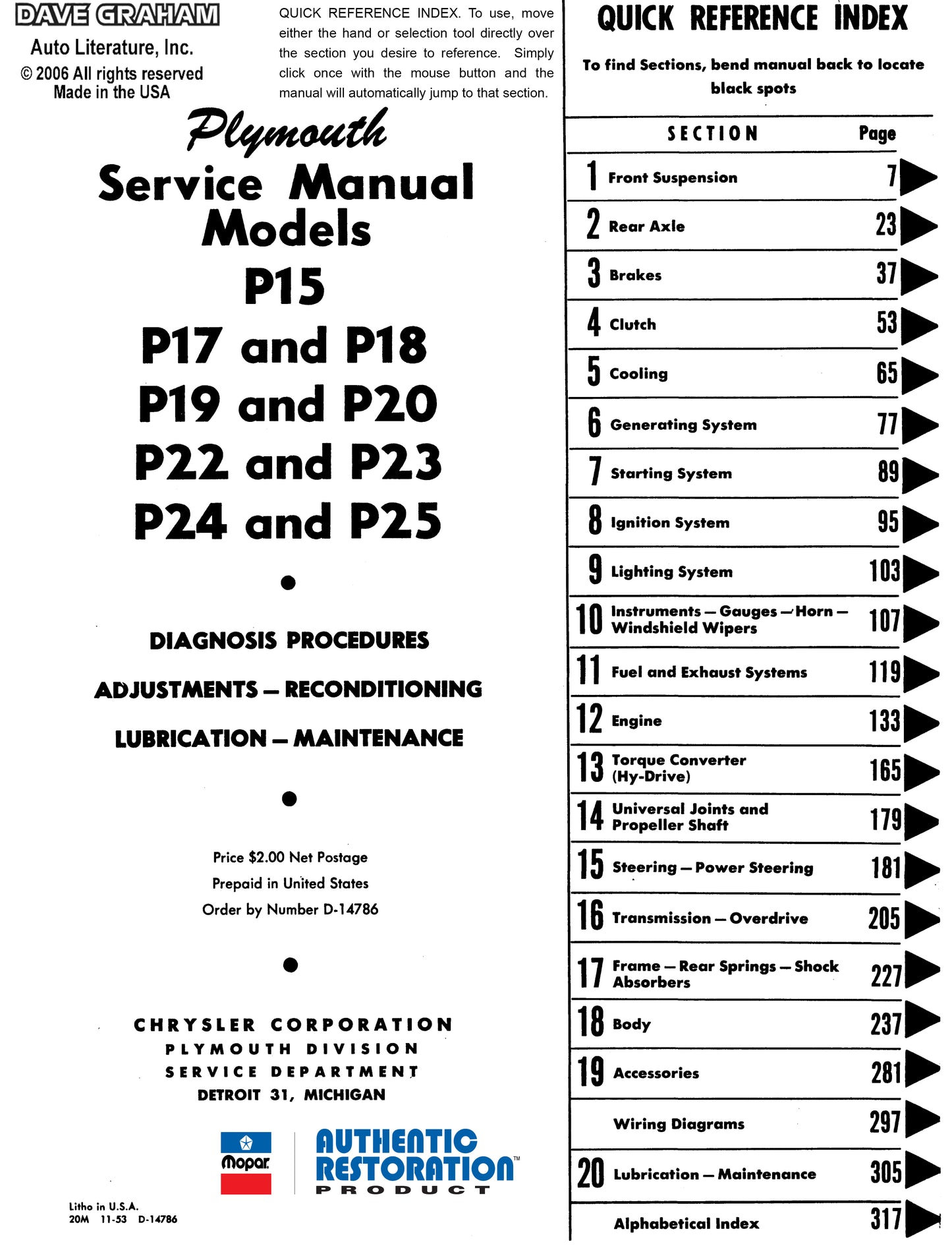 1946-1954 Plymouth Shop Manual