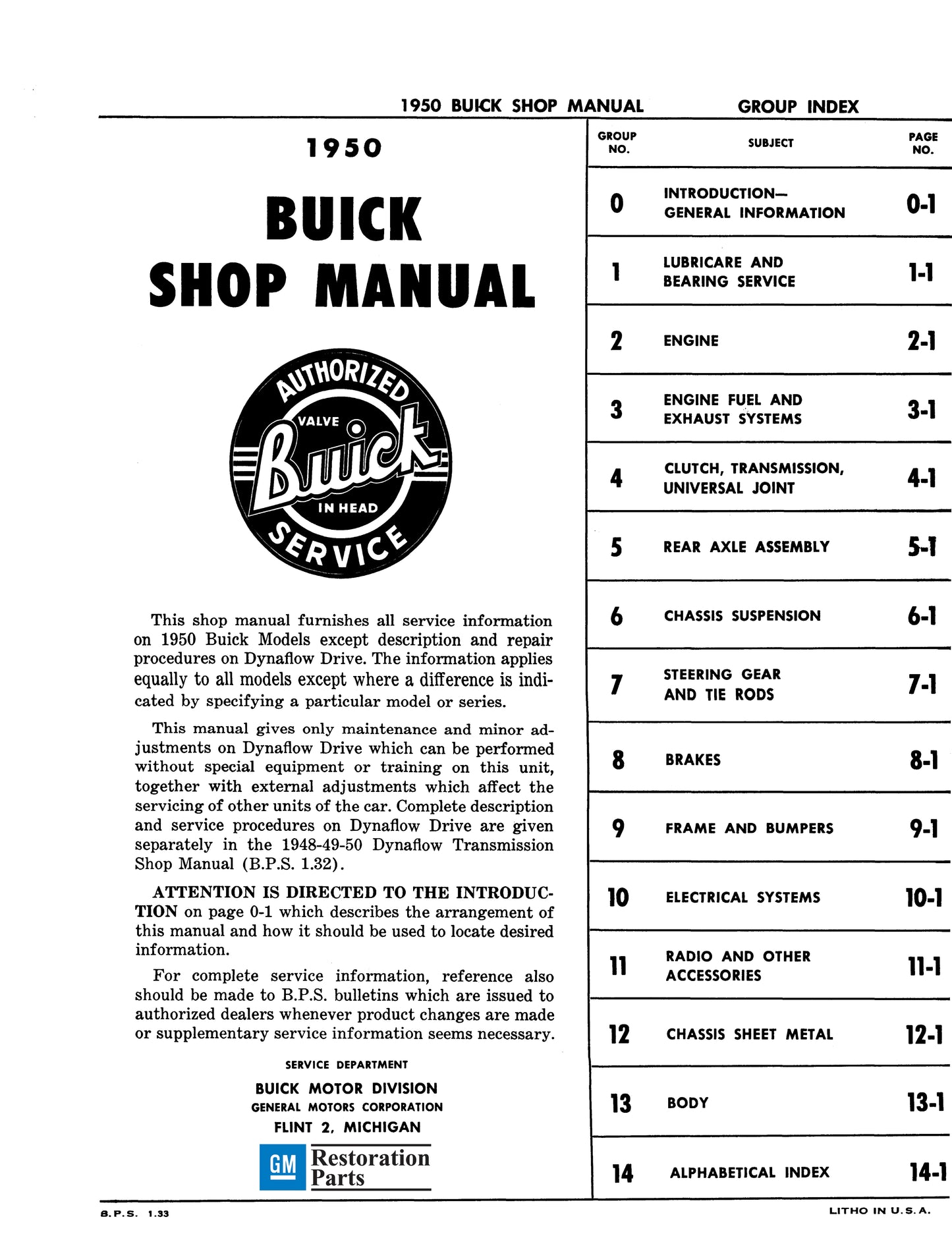 1950-1951 Buick Repair Manual - All Models