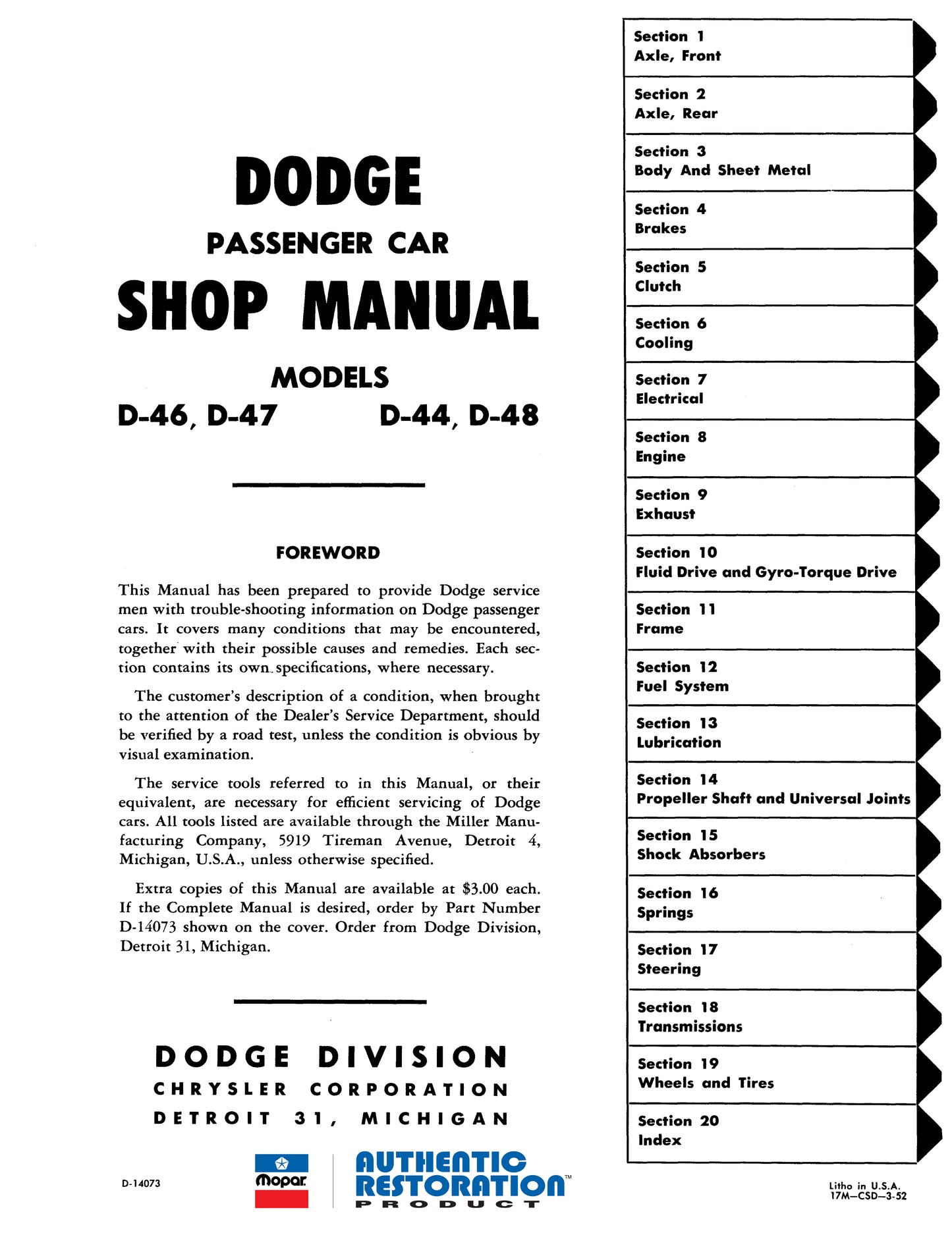1953 Dodge Service Manual - All Models
