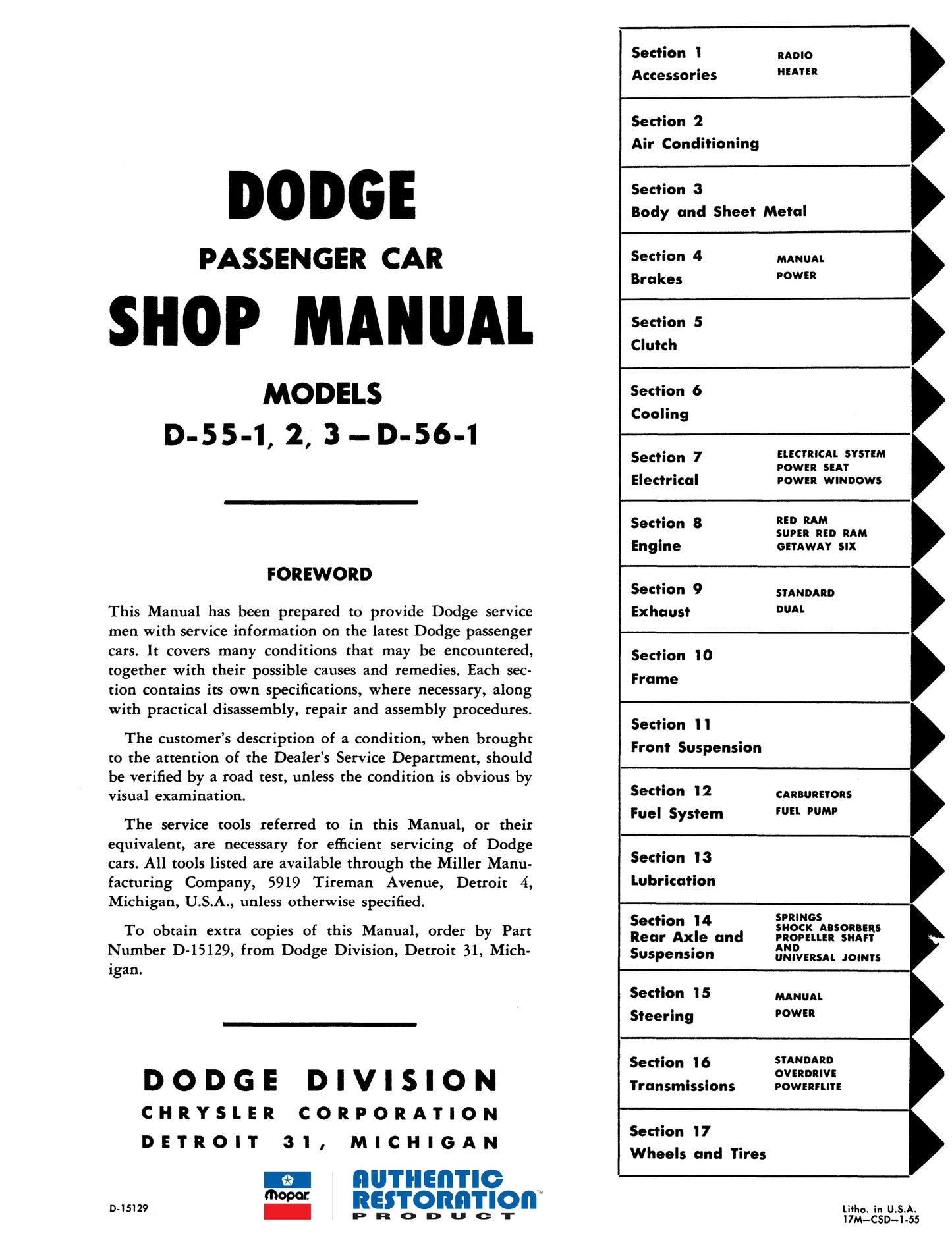 1955 Dodge Service Manual - All Models