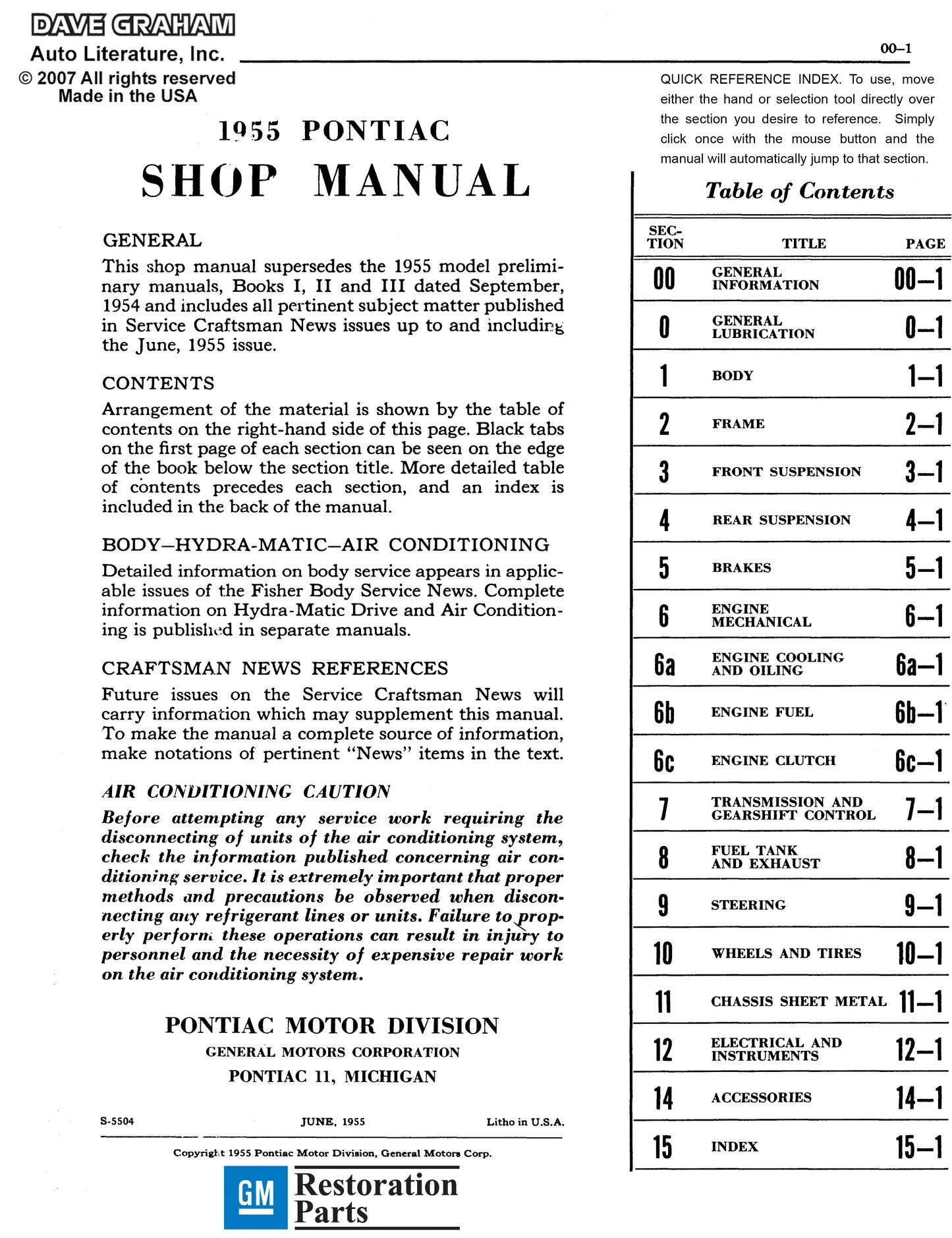 1955 Pontiac Shop Manual - All Models