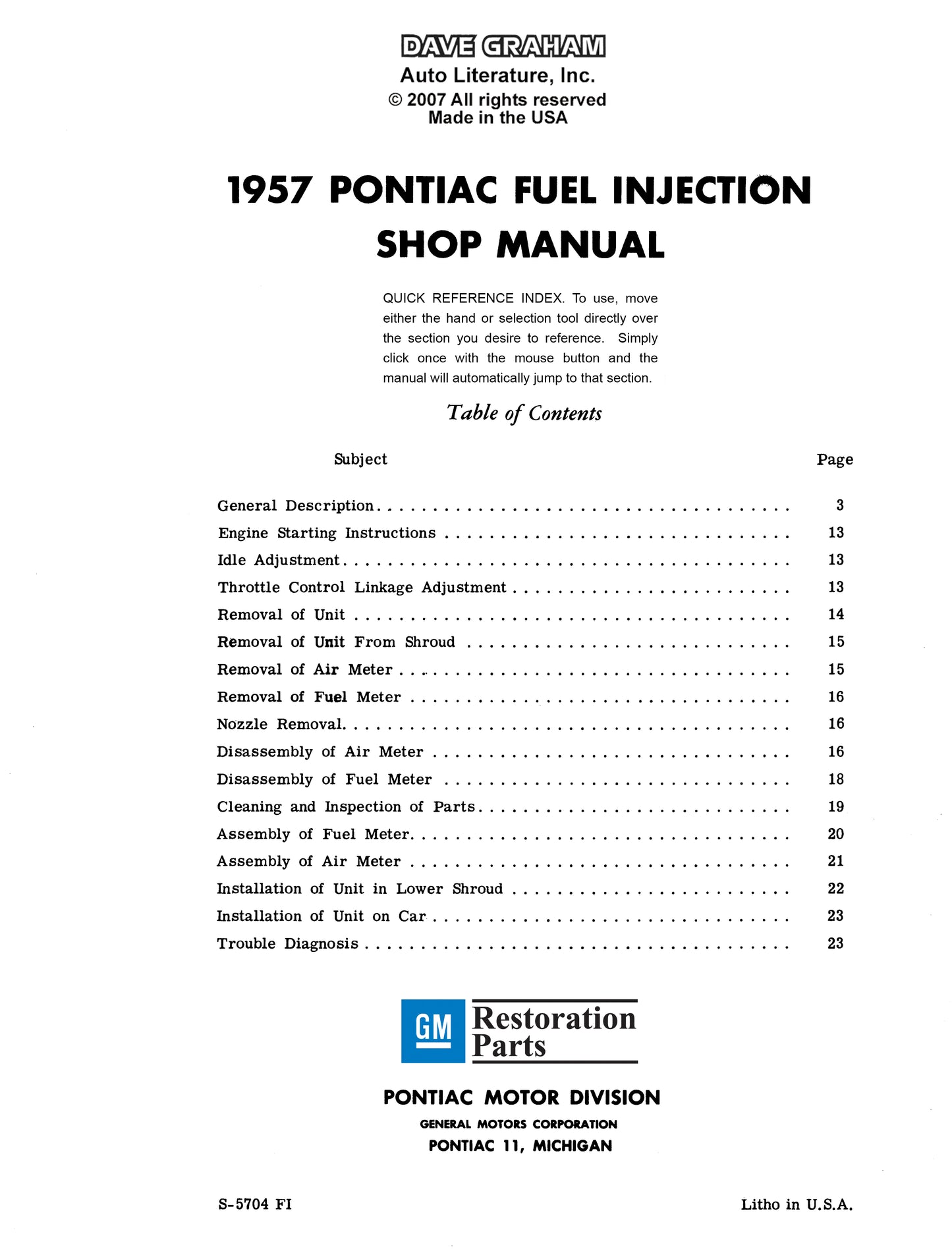 1957 Pontiac Shop Manual With Hydra-Matic, A/C, & Fuel Inject