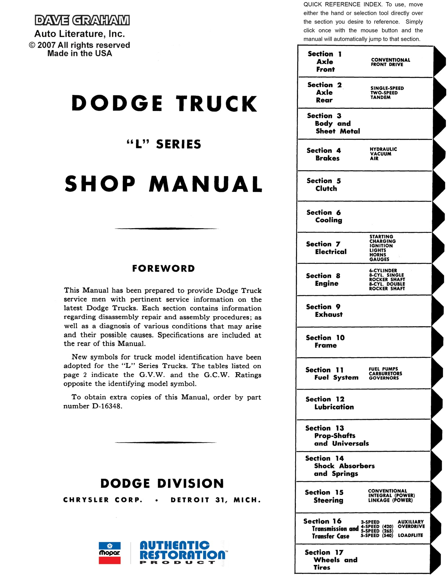 1958-1959 Dodge Truck Manual - All Models