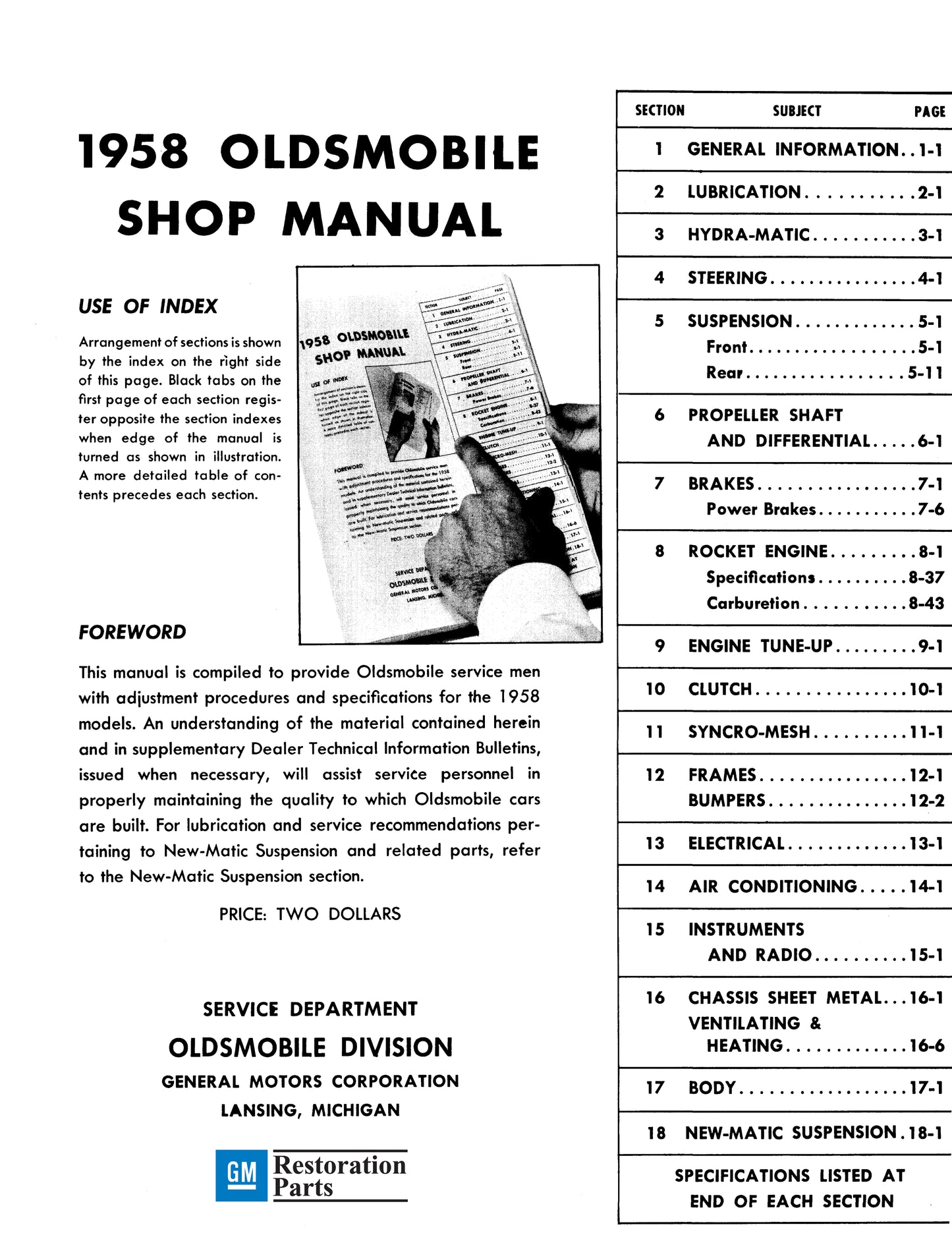 1958 Oldsmobile Shop Manual- All Models