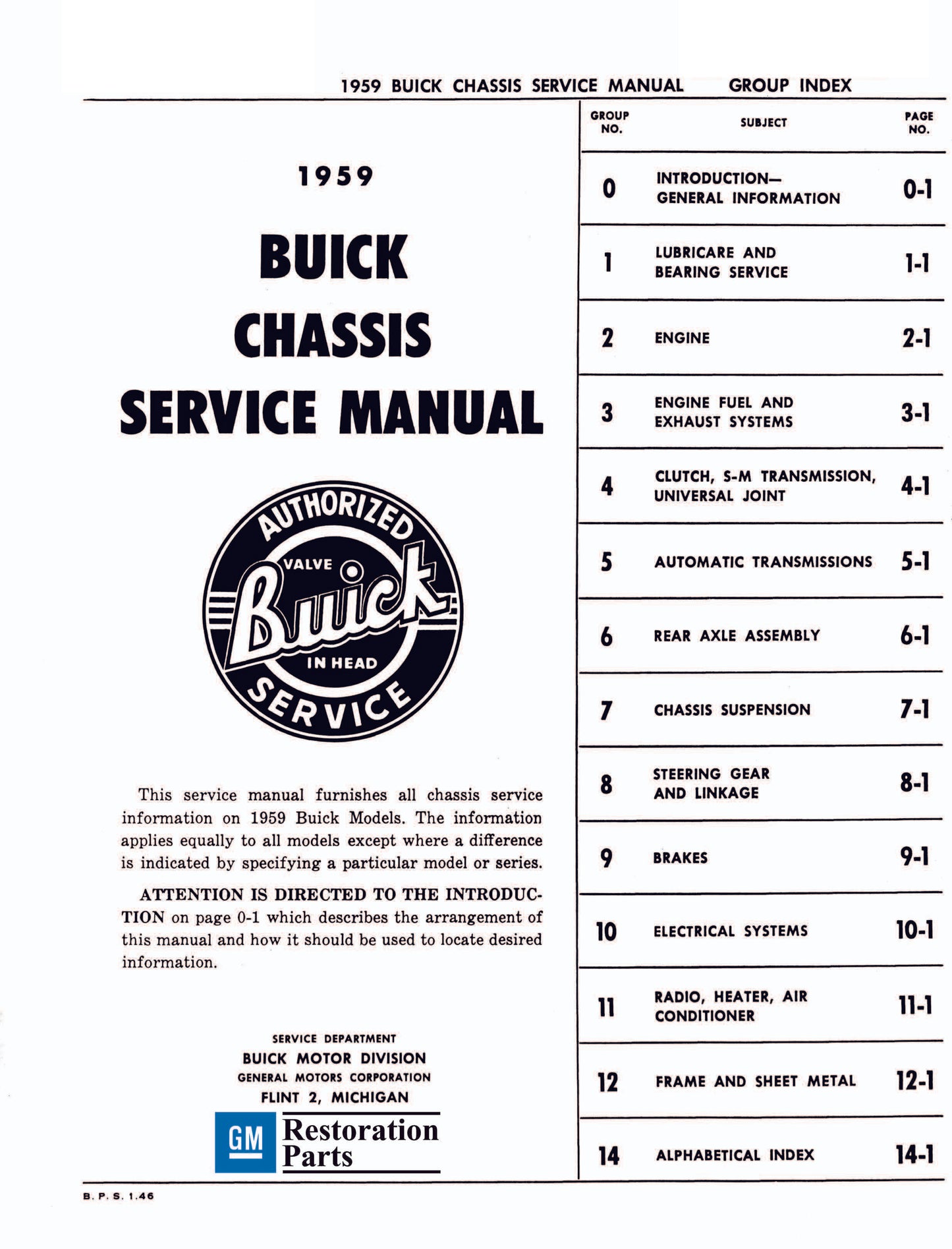 1959 Buick Repair Manual & Body Manual - All Models