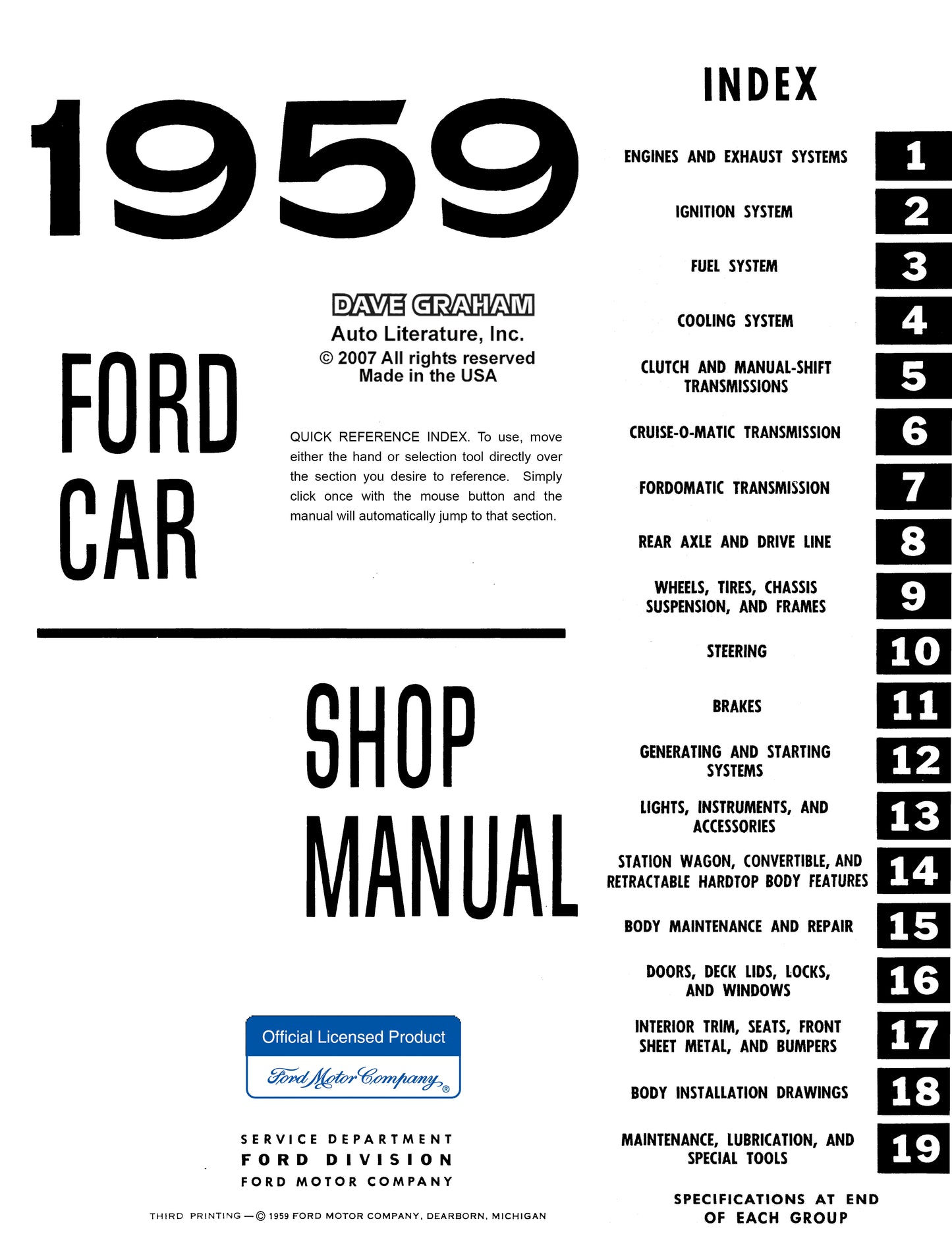 1959 Ford Shop Manual - All Models