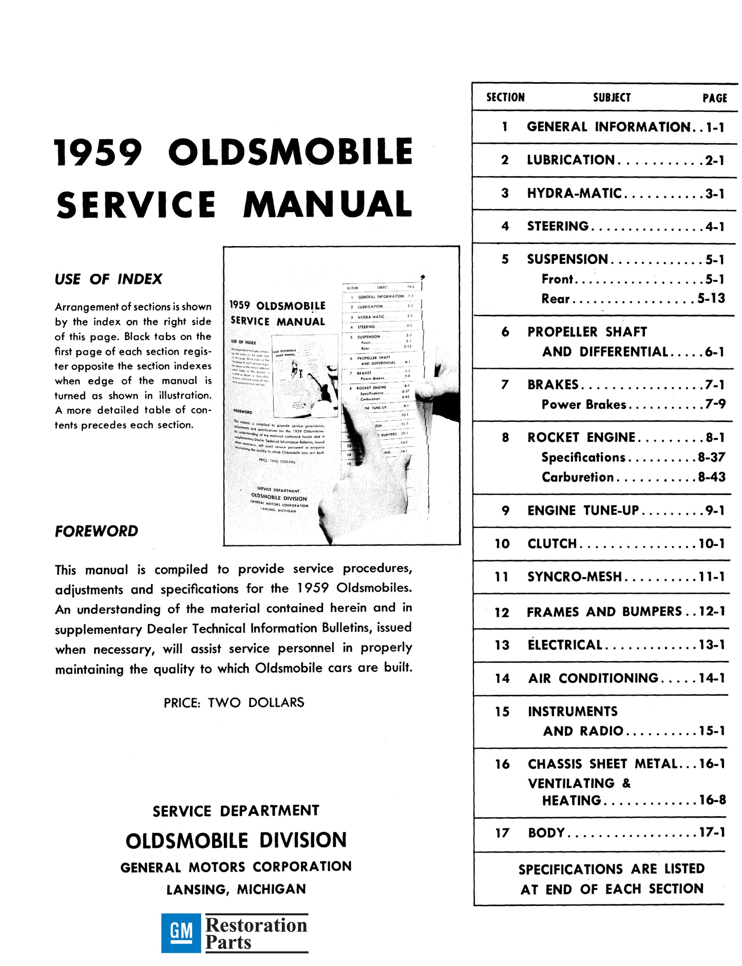 1959 Oldsmobile Shop Manual - All Models