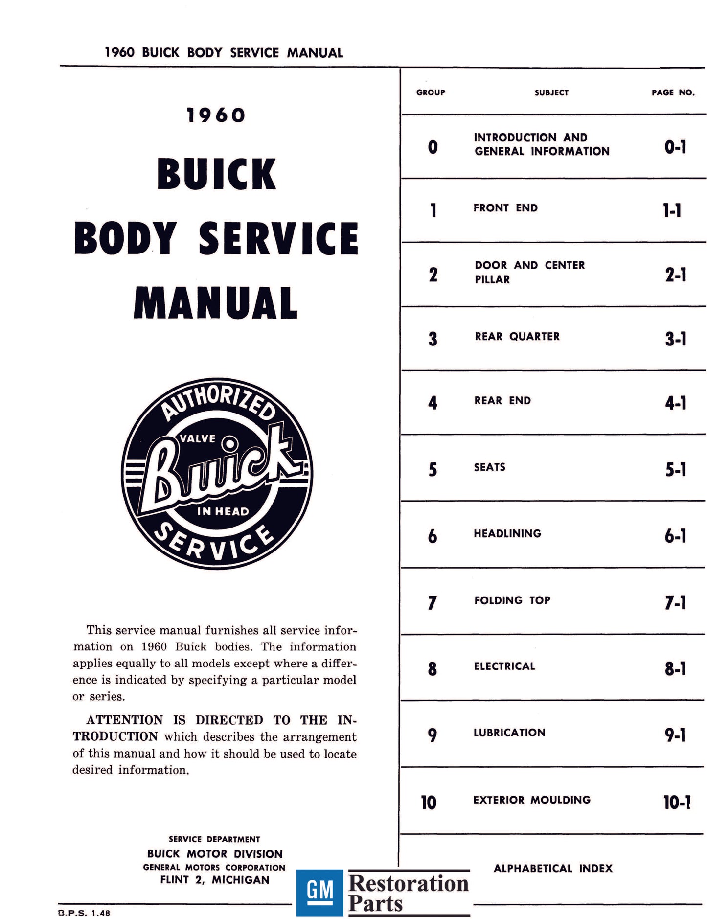 1960 Buick Repair Manual & Body Manual - All Models