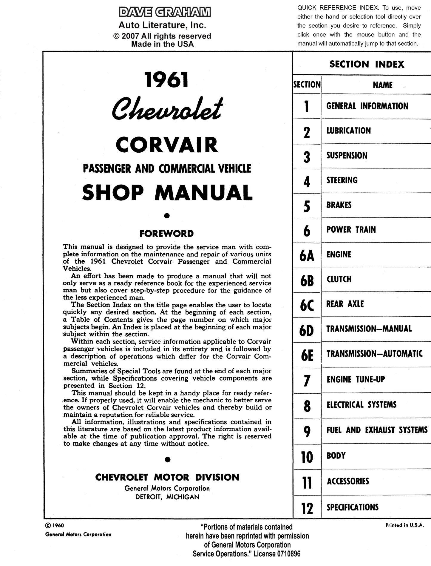 1960-1964 Chevrolet Corvair Shop Manual