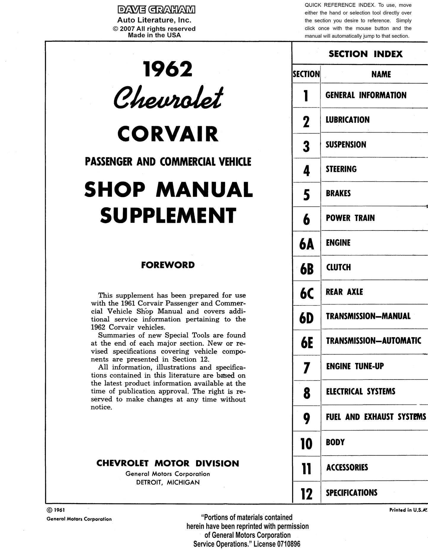 1960-1964 Chevrolet Corvair Shop Manual