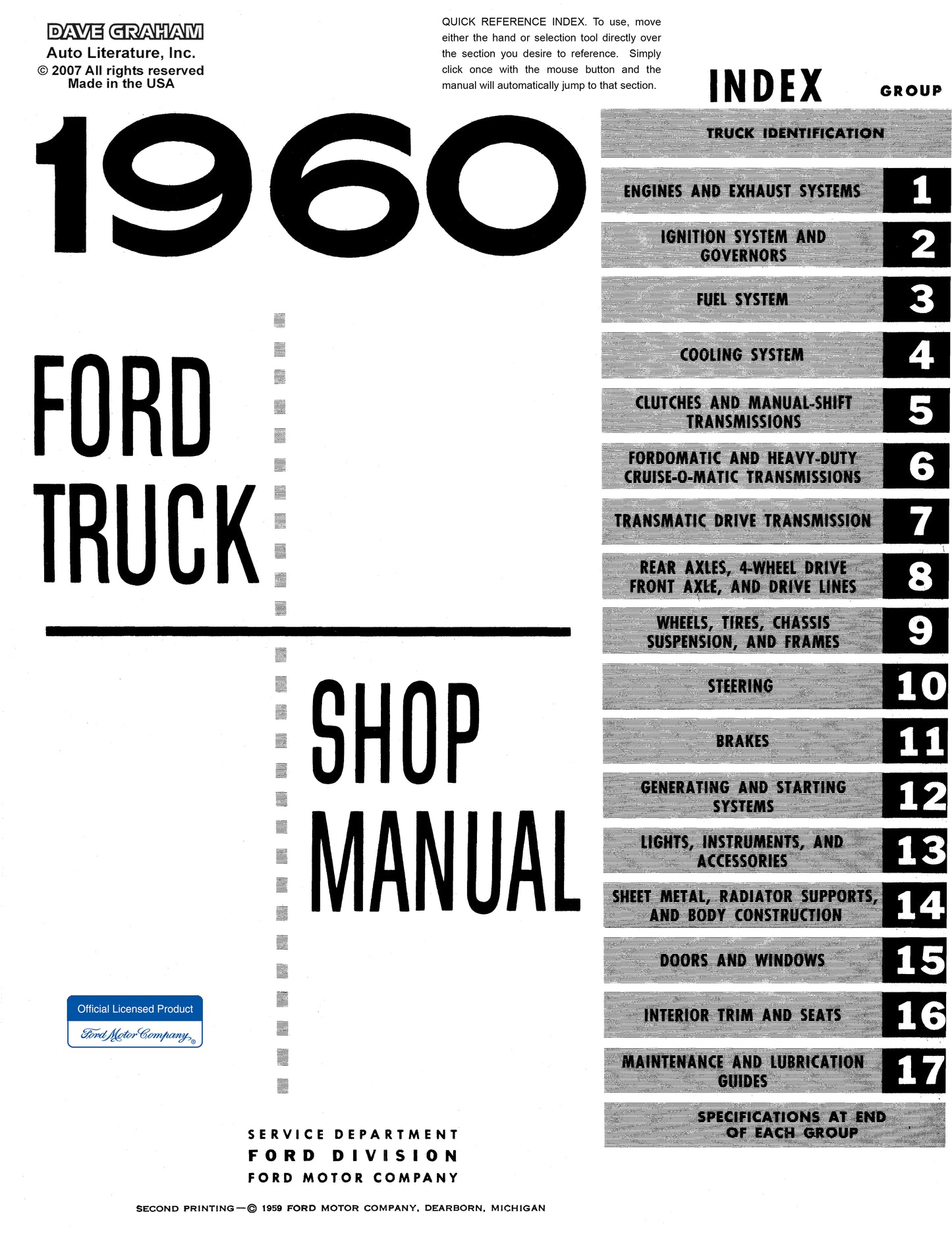 1960 Ford Truck Shop Manual
