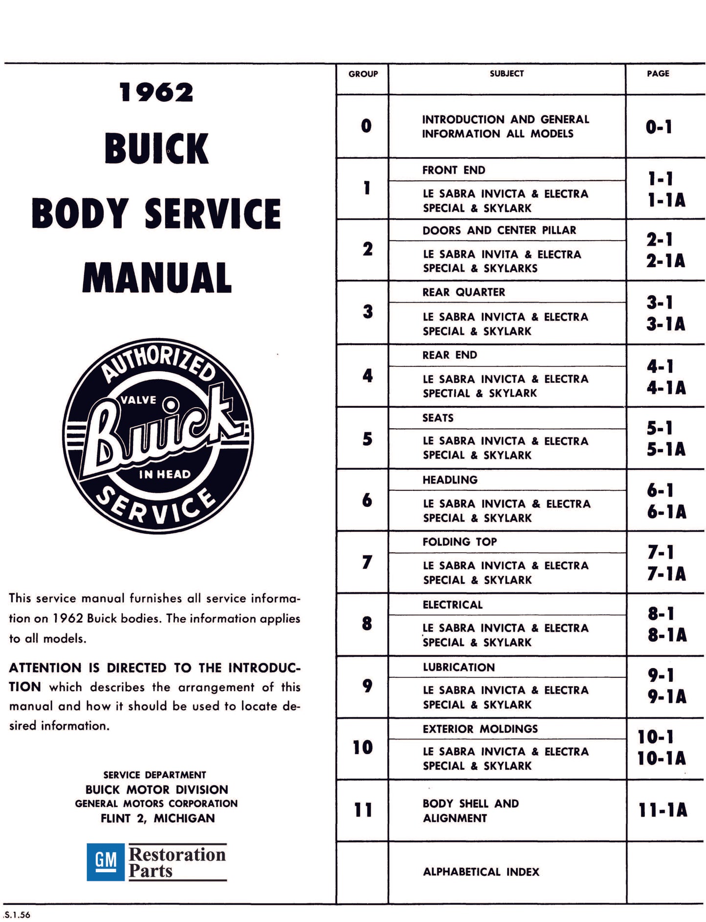1962 Buick Repair Manuals - All Models