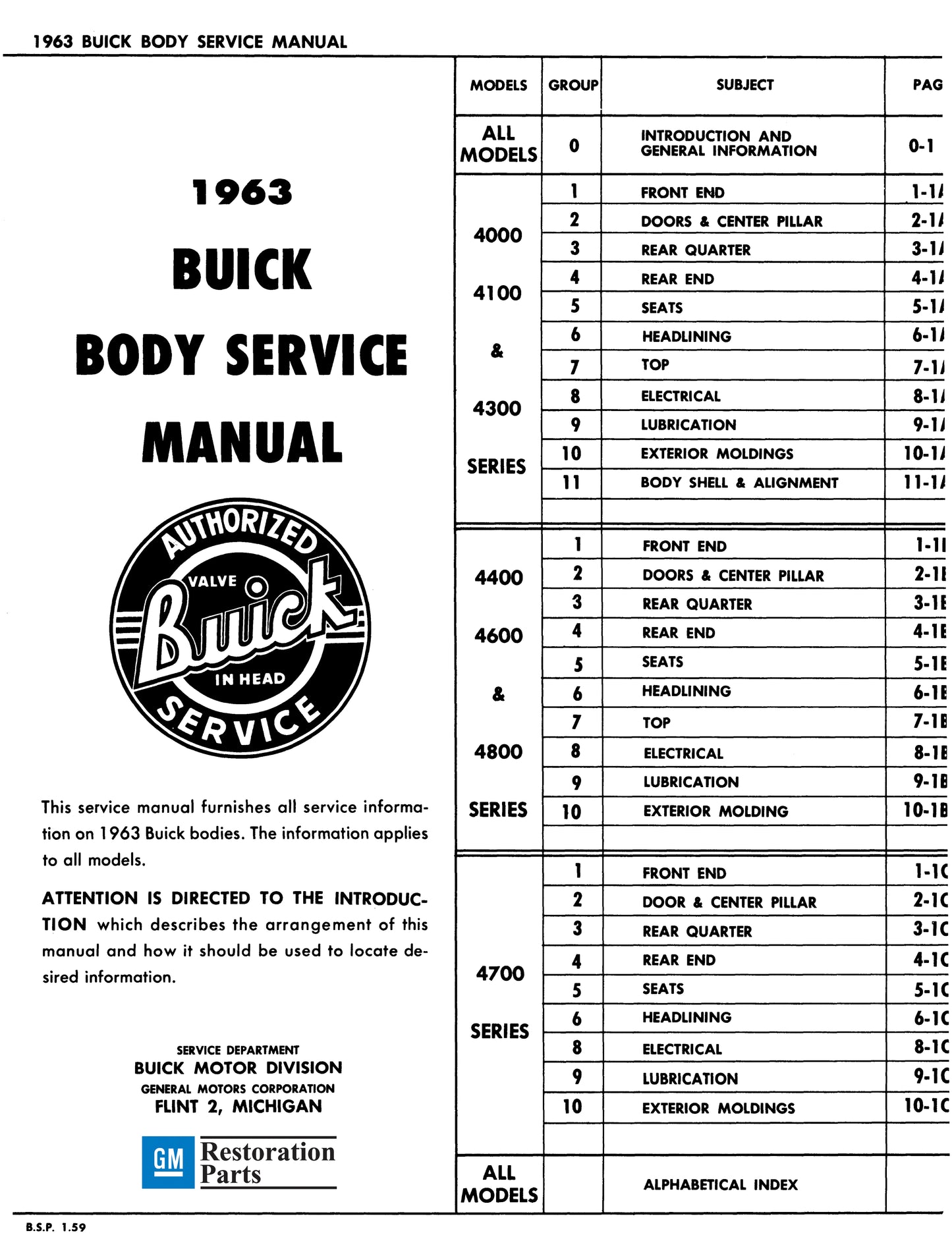 1963 Buick Repair Manuals - All Models