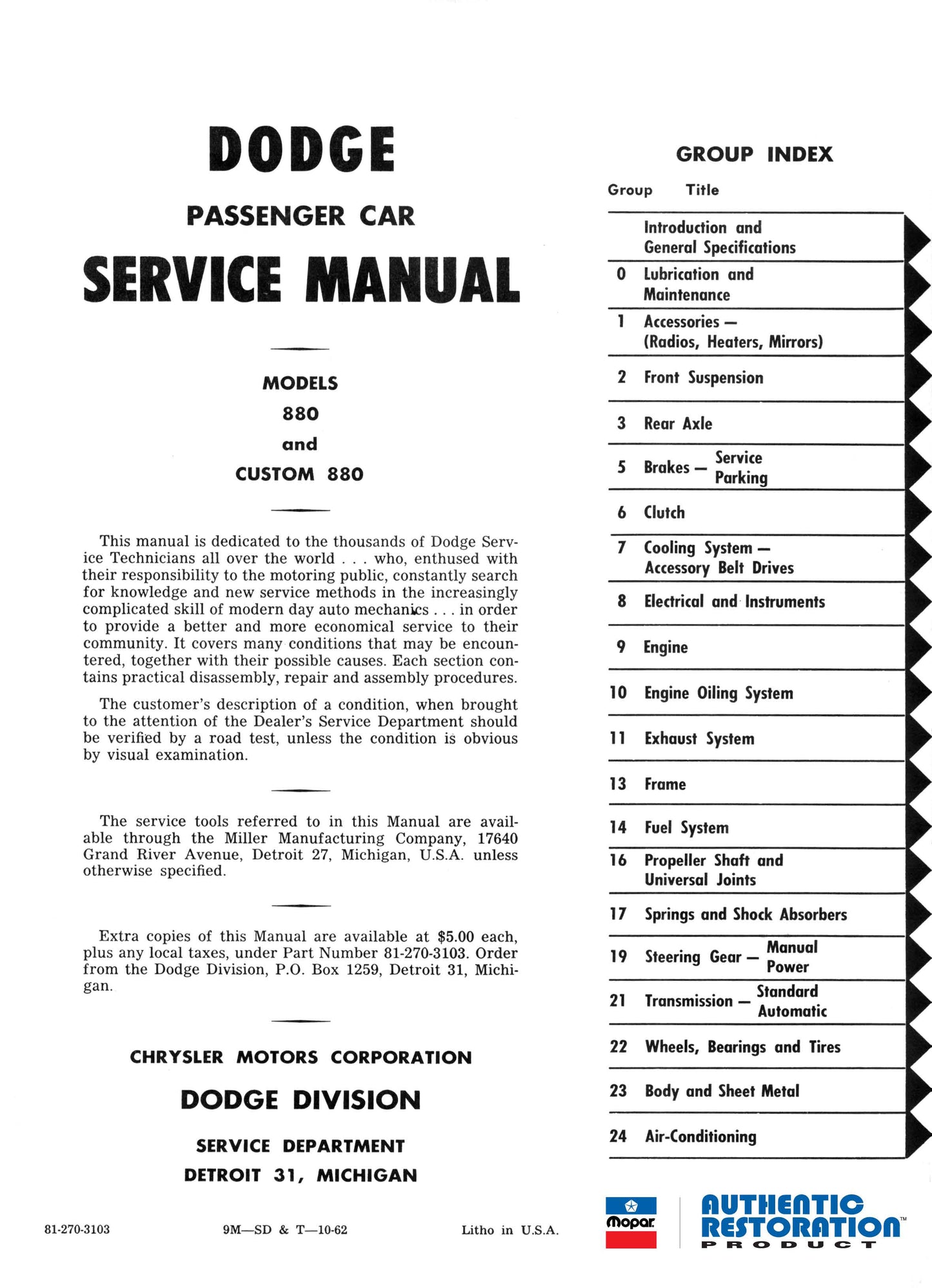 1963 Dodge Service Manual - All Models