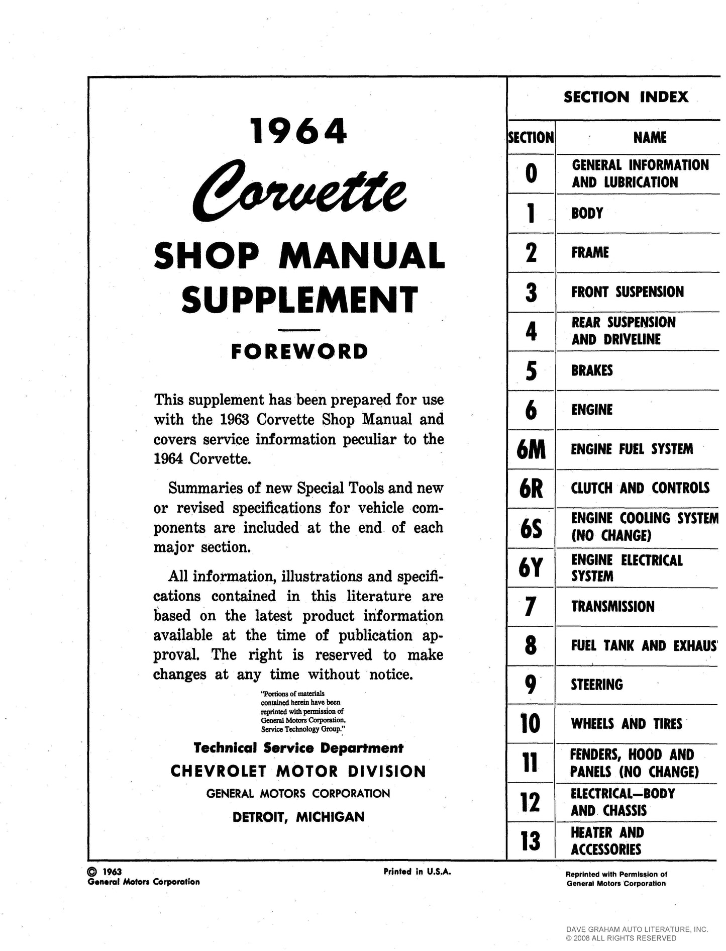 1963-1965 Corvette - Shop Manuals