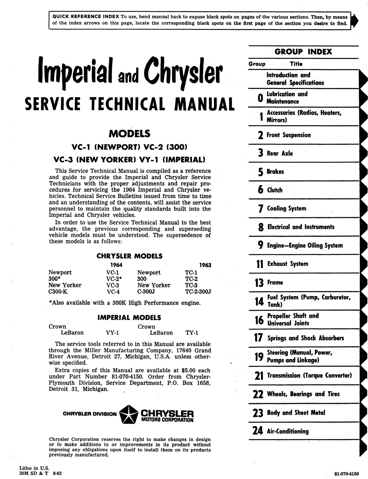 1964 Chrysler Shop Manual - All Models
