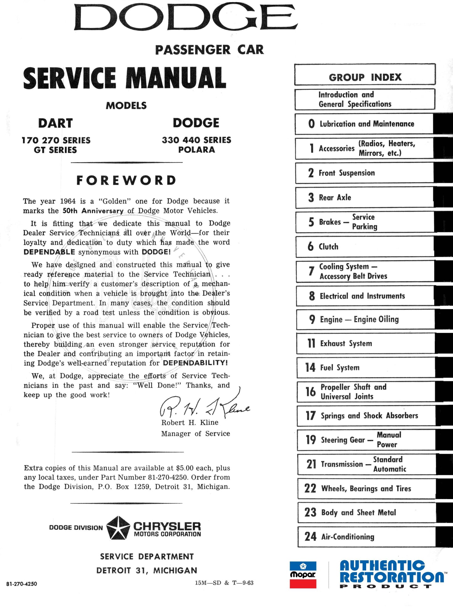 1964 Dodge Service Manual - All Models