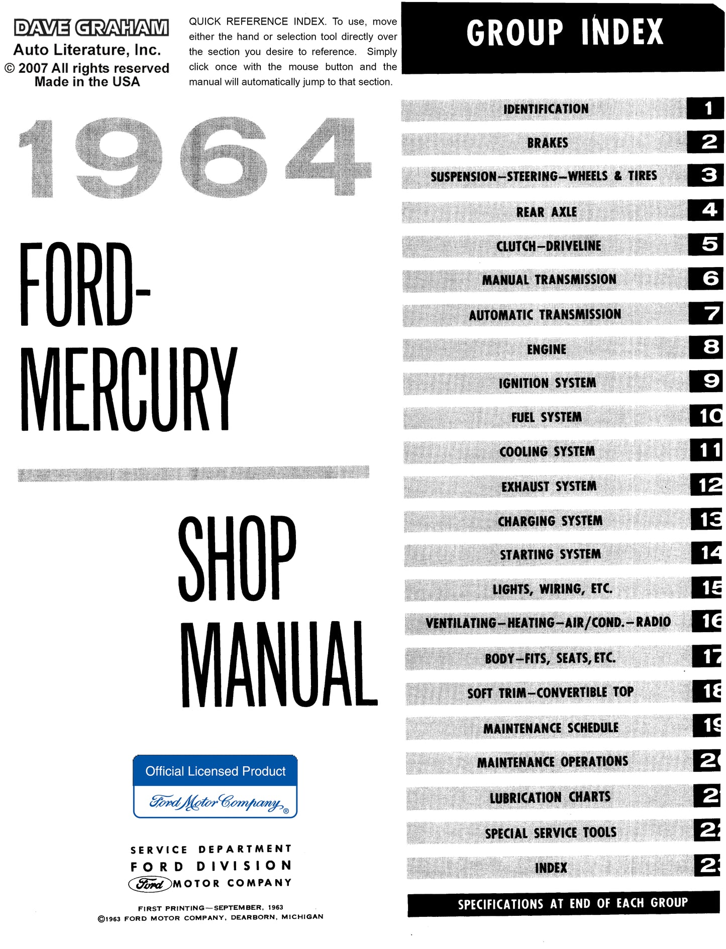 1964 Ford Shop Manual - All Models