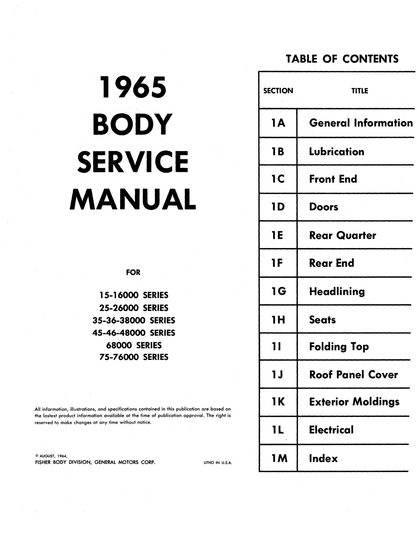 1965 Buick Repair Manuals - All Models