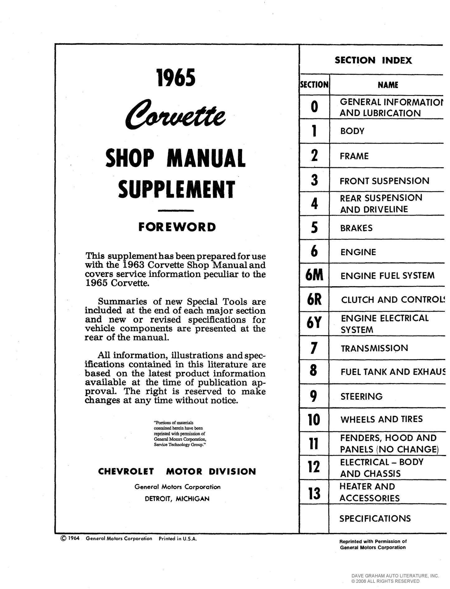 1963-1965 Corvette - Shop Manuals