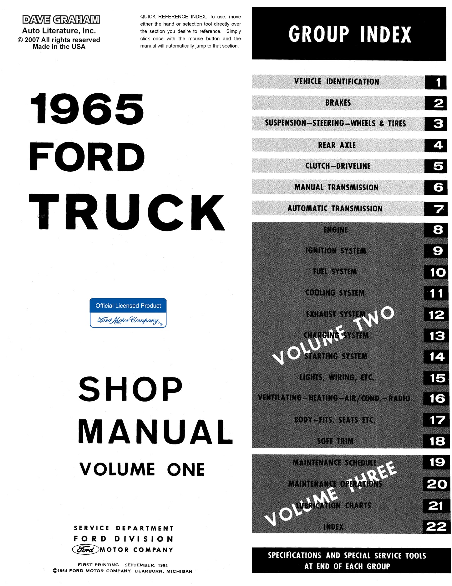 1965 Ford Truck Shop Manuals