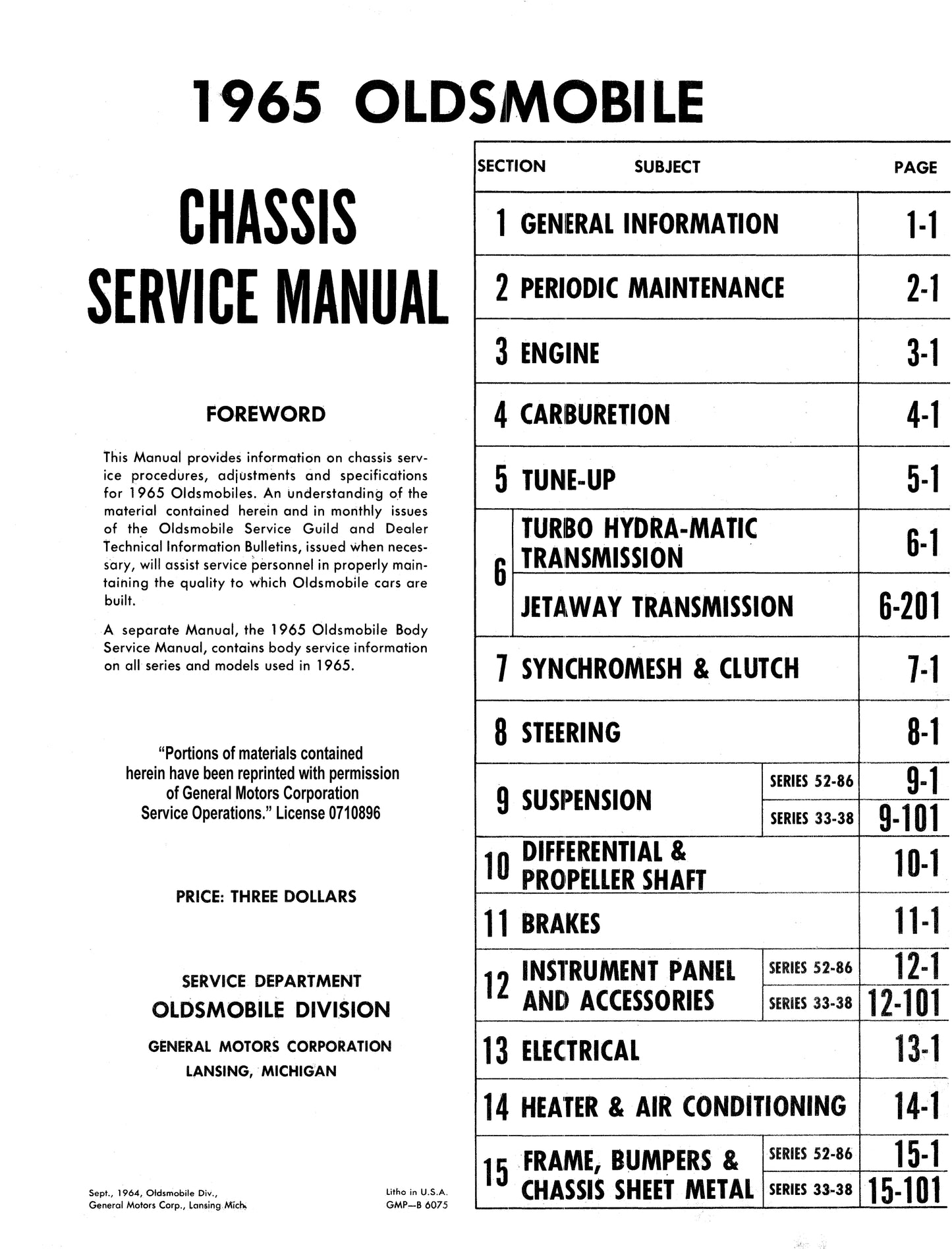 1965 Oldsmobile Shop Manual & Body Manual - All Models