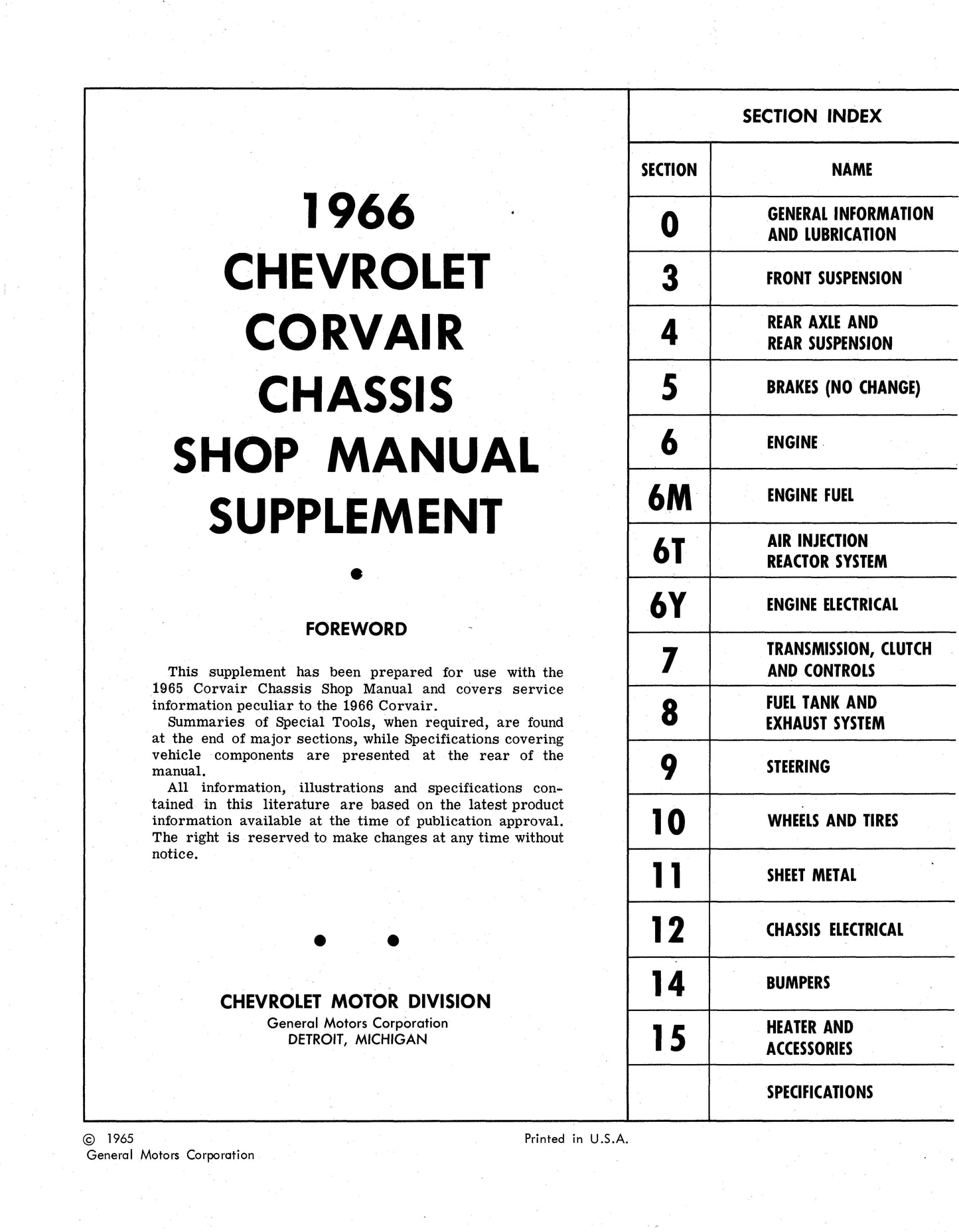 1965-1969 Corvair Shop Manuals