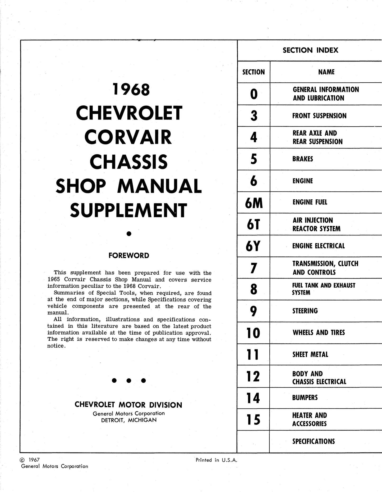 1965-1969 Corvair Shop Manuals