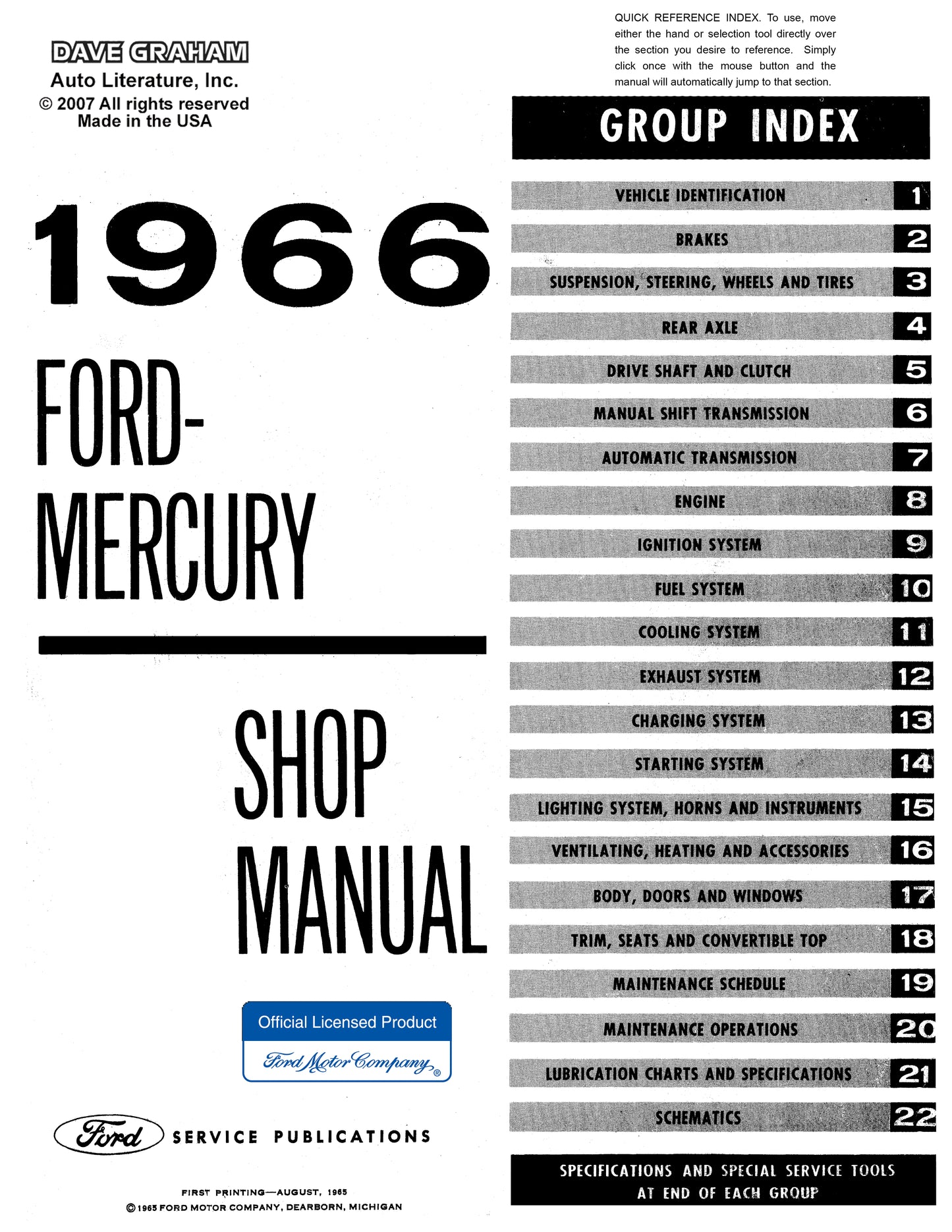 1966 Ford Truck Shop Manuals