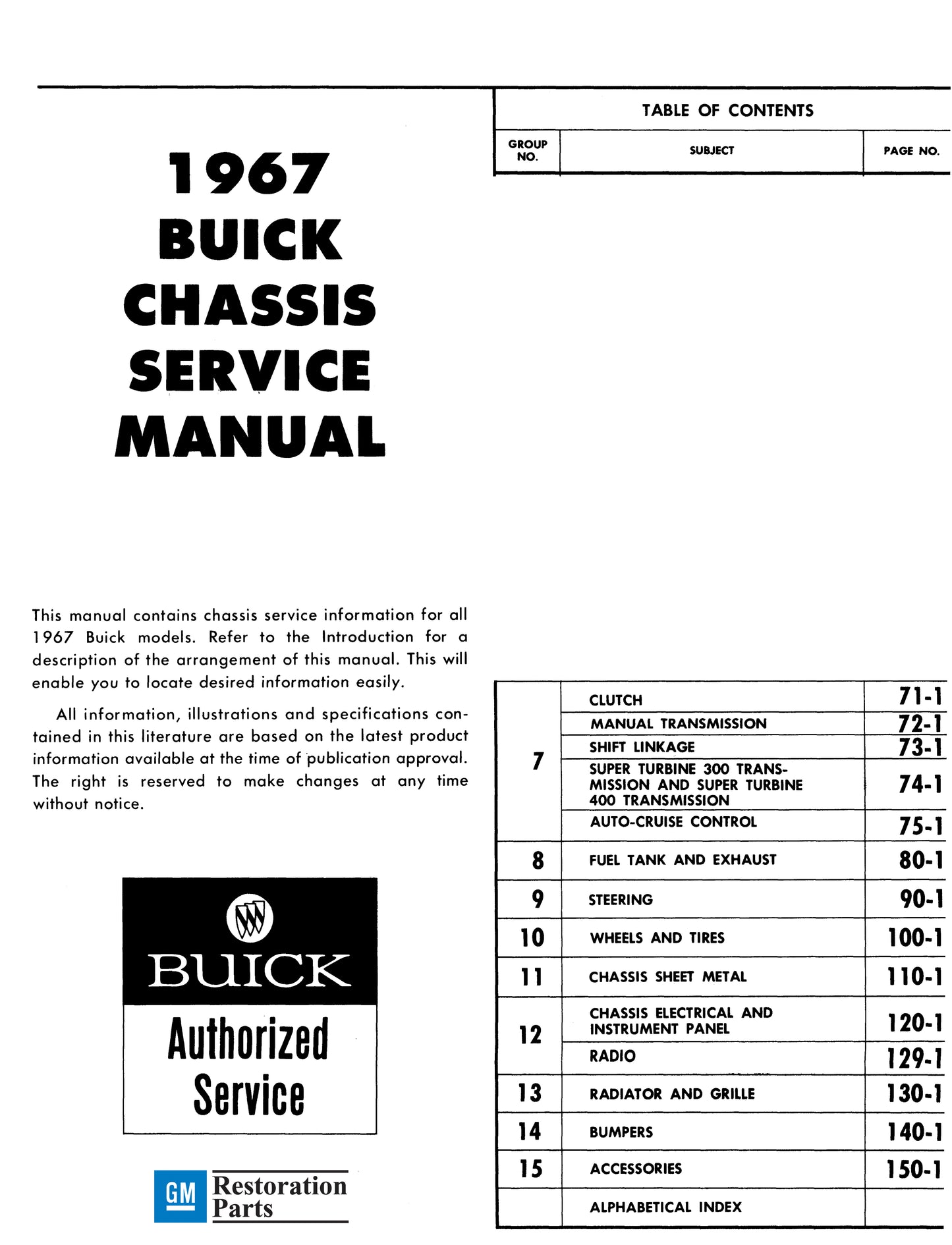1967 Buick Repair Manual & Body Manual - All Models