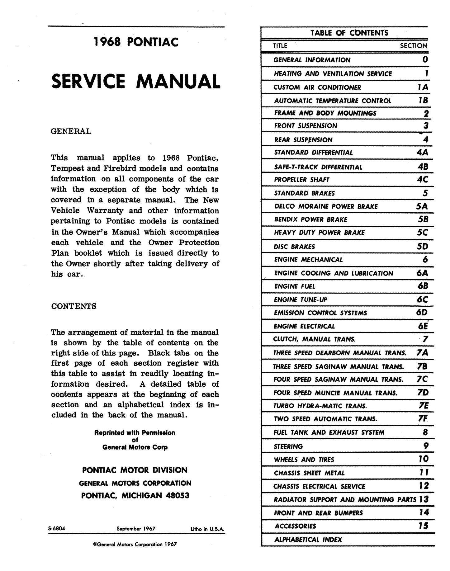 1968 Pontiac Shop & Body Manuals - All Models