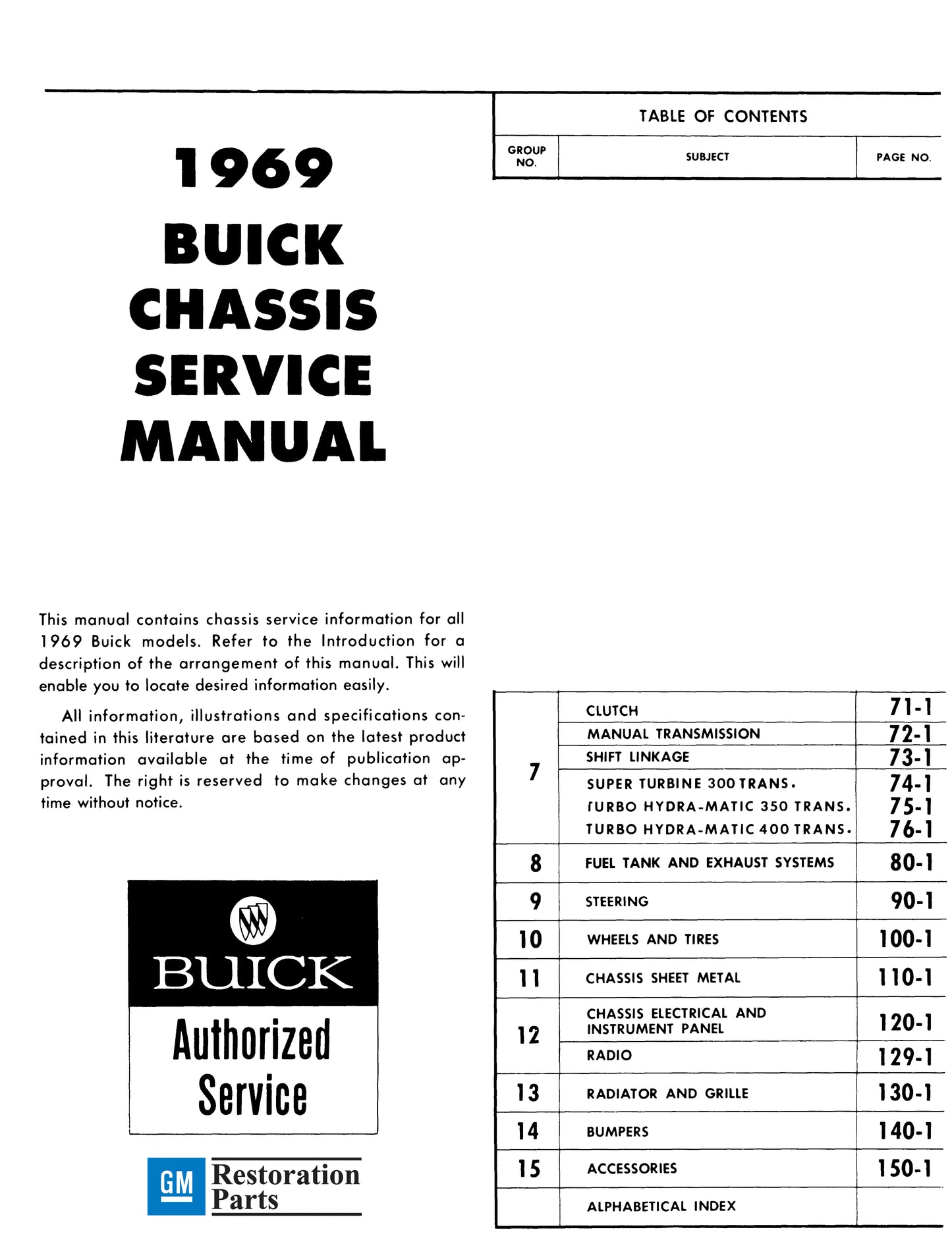1969 Buick Repair Manual And Body Manual - All Models