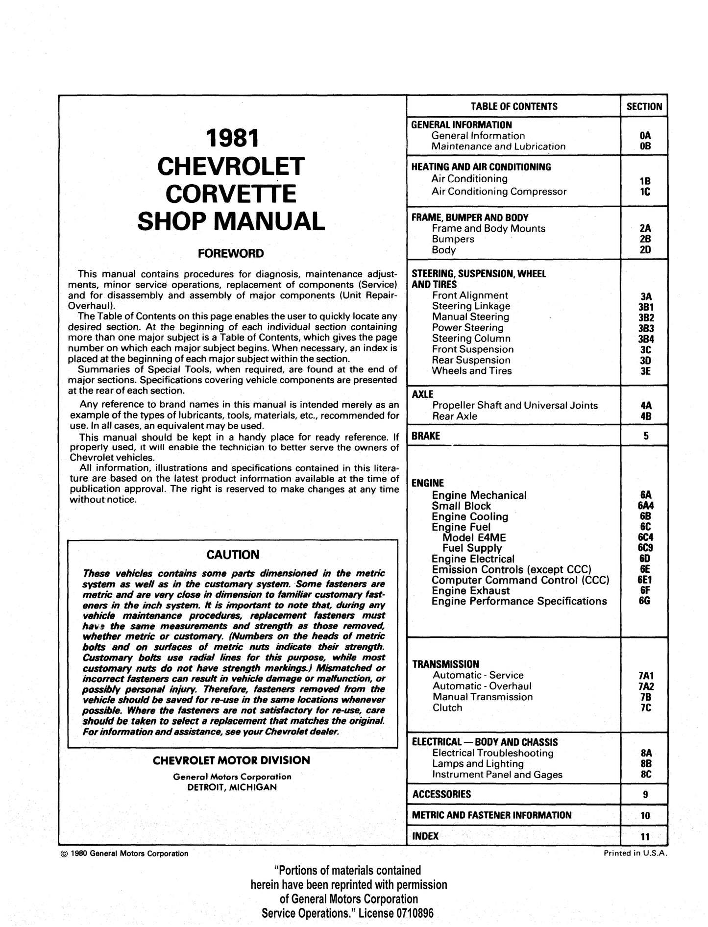 1978, 1979, 1980, 1981, 1982 Chevrolet Corvette Factory Assembly Manuals